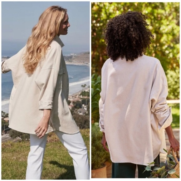 Frank and Eileen McLoghlin Utility Natural Denim Oversized Shirt SZ M/L - Picture 2 of 10